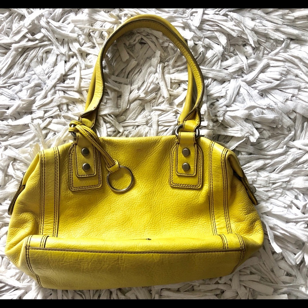 Fossil Yellow Satchel Zipper Shoulder Bag